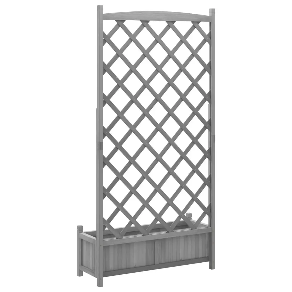 Planter with Trellis Grey Solid Wood Fir 365492