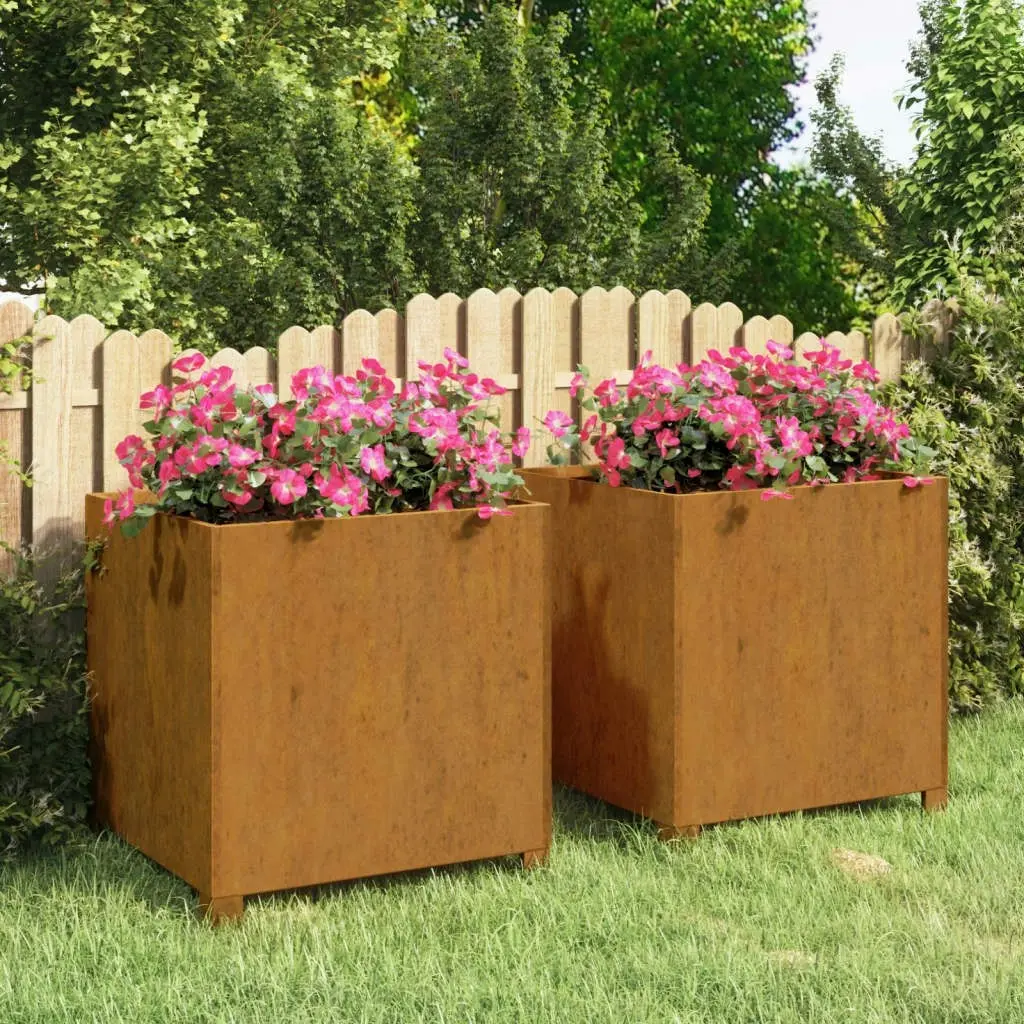 Planters with Legs 2 pcs Rusty 49x47x50 cm Corten Steel 823683