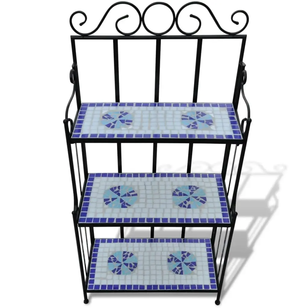 Plant Stand Plant Display Blue White Mosaic Pattern 41132