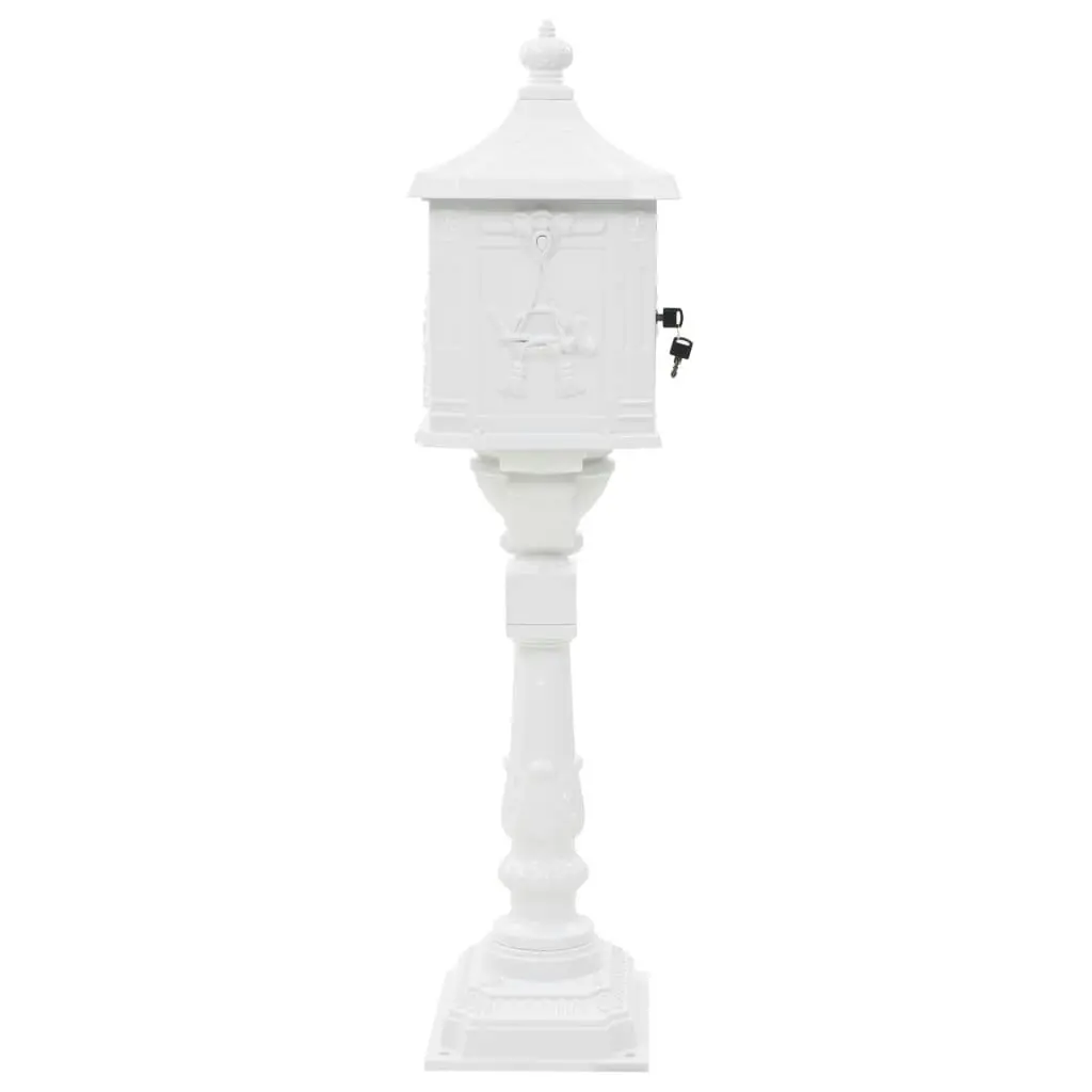 Pedestal Letterbox Aluminium Vintage Style Rustproof White 43894