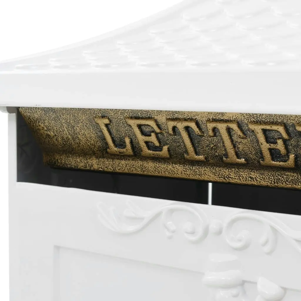 Pedestal Letterbox Aluminium Vintage Style Rustproof White 43894