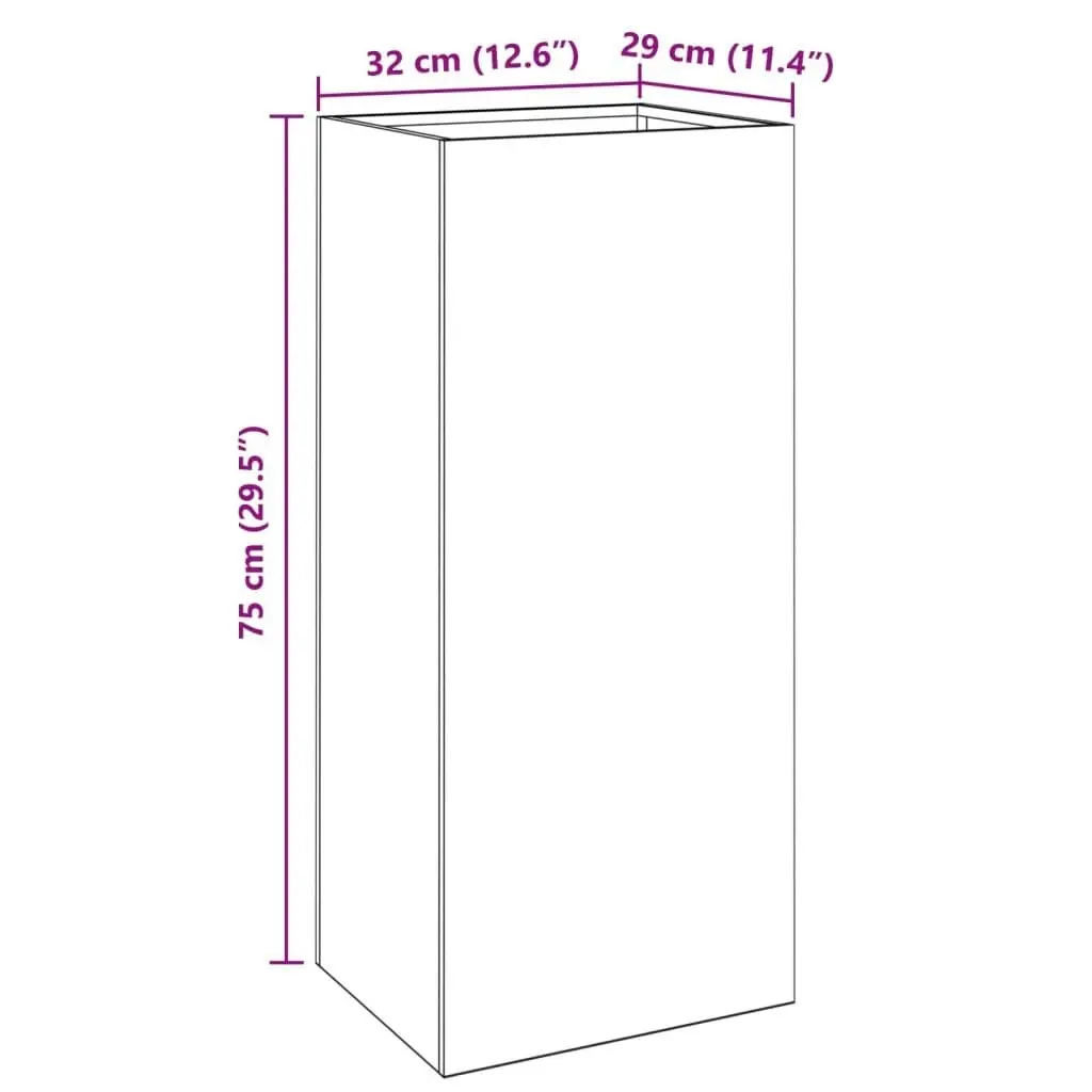 Planter Silver 32x29x75 cm Galvanised Steel 841576