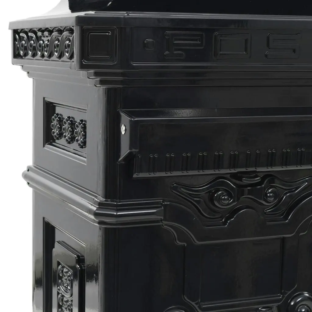 Pillar Letterbox Aluminium Vintage Style Rustproof Black 43888