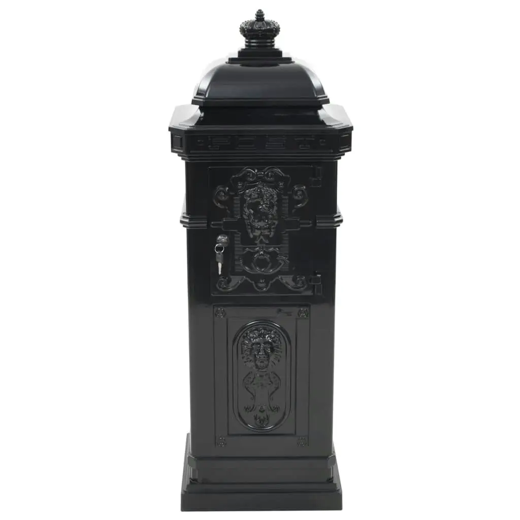 Pillar Letterbox Aluminium Vintage Style Rustproof Black 43888