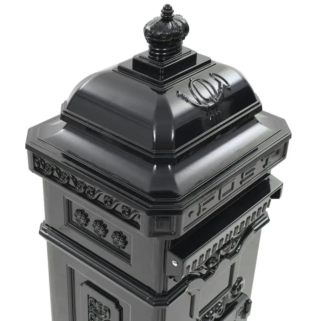 Pillar Letterbox Aluminium Vintage Style Rustproof Black 43888