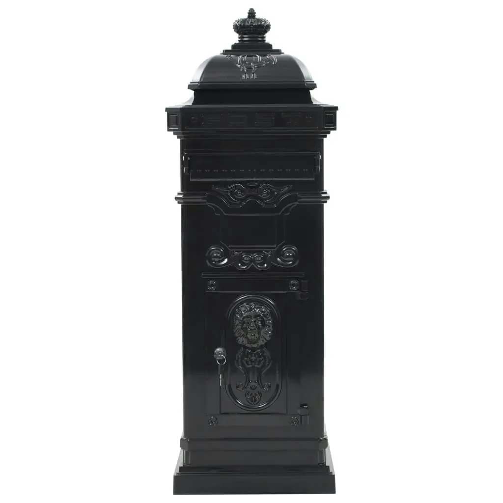 Pillar Letterbox Aluminium Vintage Style Rustproof Black 43888