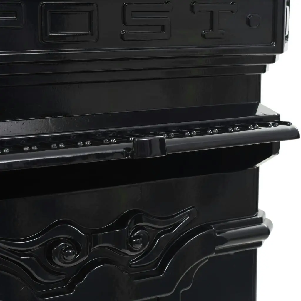 Pillar Letterbox Aluminium Vintage Style Rustproof Black 43888