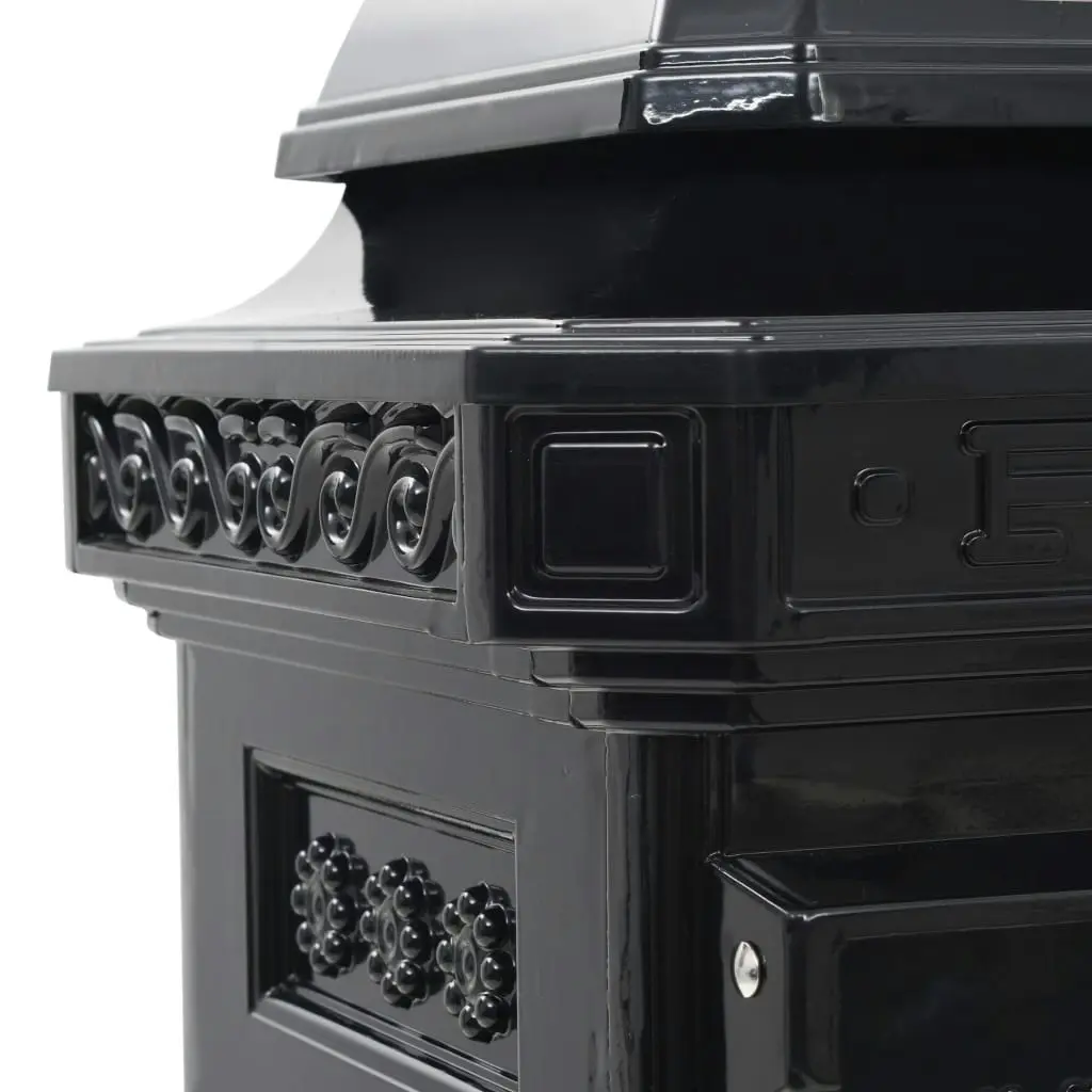 Pillar Letterbox Aluminium Vintage Style Rustproof Black 43888