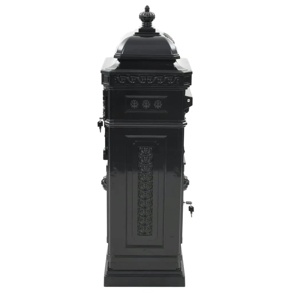 Pillar Letterbox Aluminium Vintage Style Rustproof Black 43888