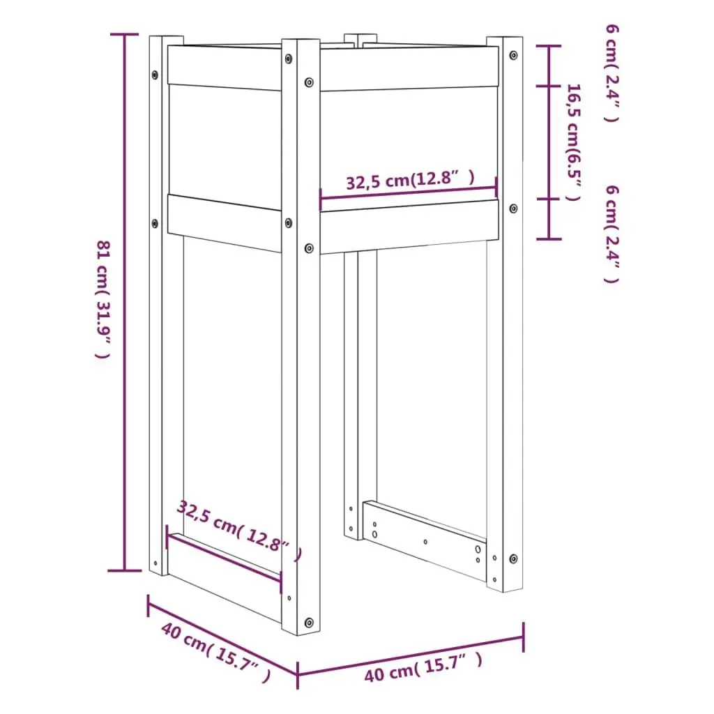 Planter 40x40x81 cm Solid Wood Pine 822122