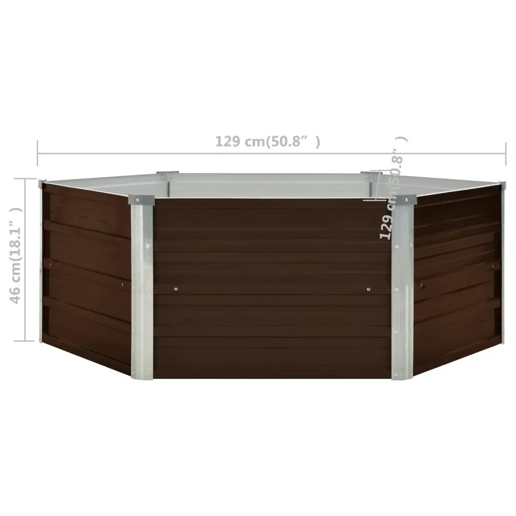 Raised Garden Bed Brown 129x129x46 cm Galvanised Steel 45710