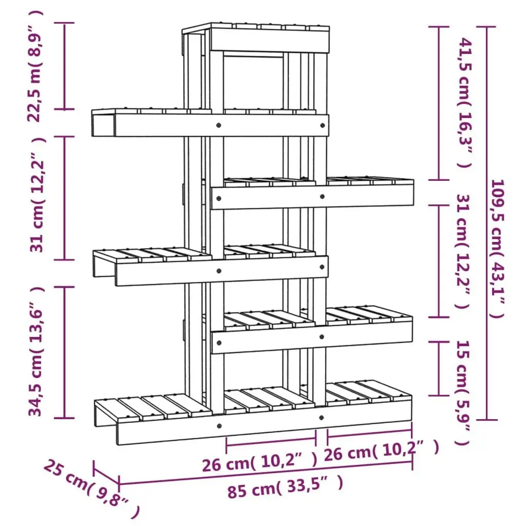 Plant Stand 85x25x109.5 cm Solid Wood Pine 822087