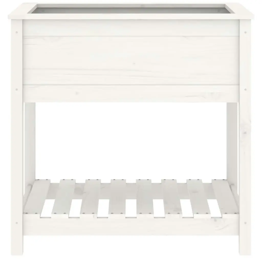 Planter with Shelf White 82.5x54x81 cm Solid Wood Pine 823781