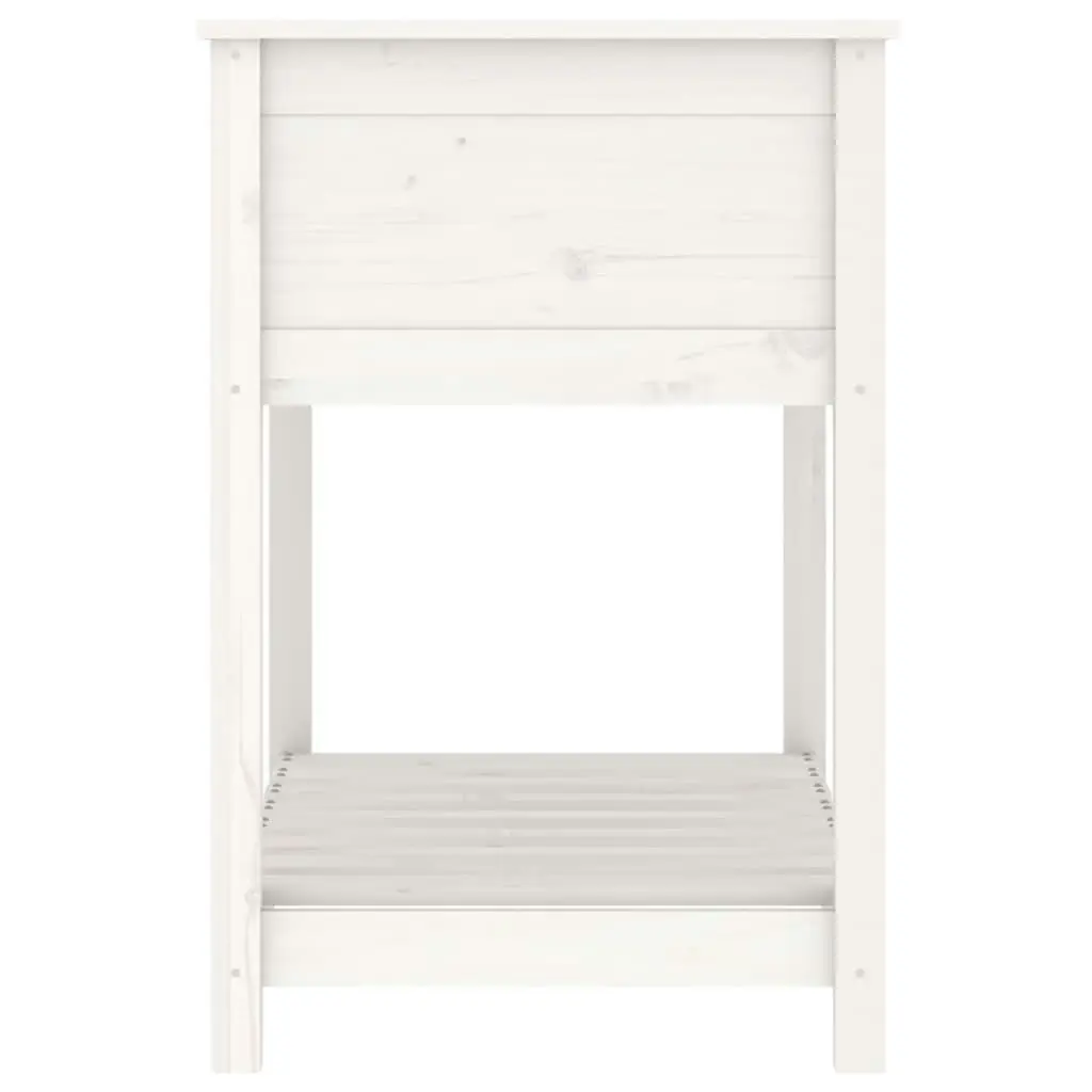 Planter with Shelf White 82.5x54x81 cm Solid Wood Pine 823781