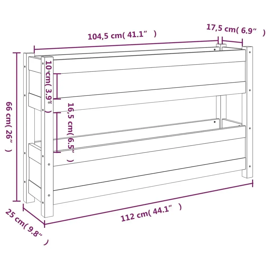 Planter White 112x25x66 cm Solid Wood Pine 823928