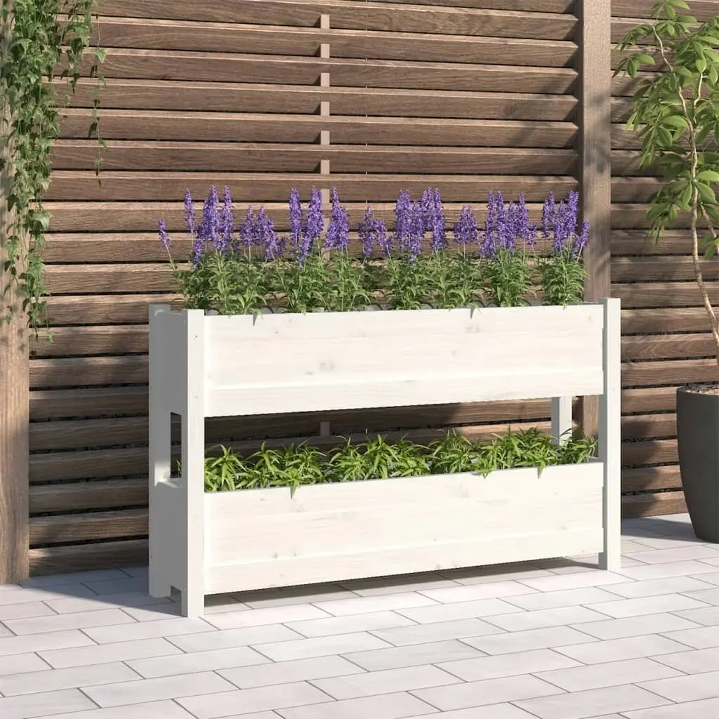 Planter White 112x25x66 cm Solid Wood Pine 823928