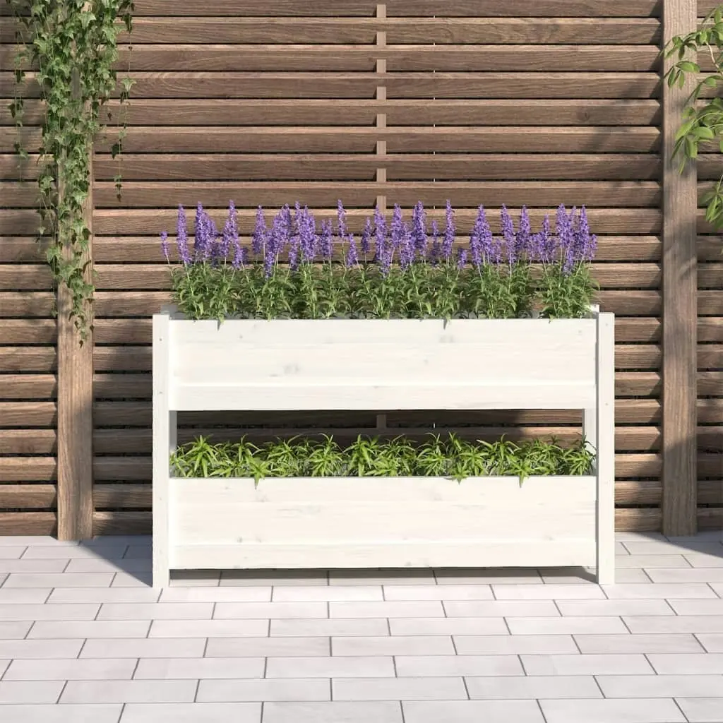 Planter White 112x25x66 cm Solid Wood Pine 823928