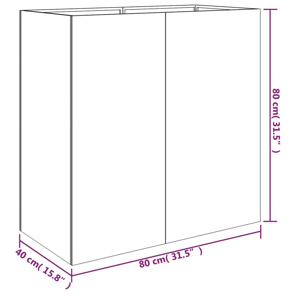 Planter 40x80x80 cm Corten Steel 824536