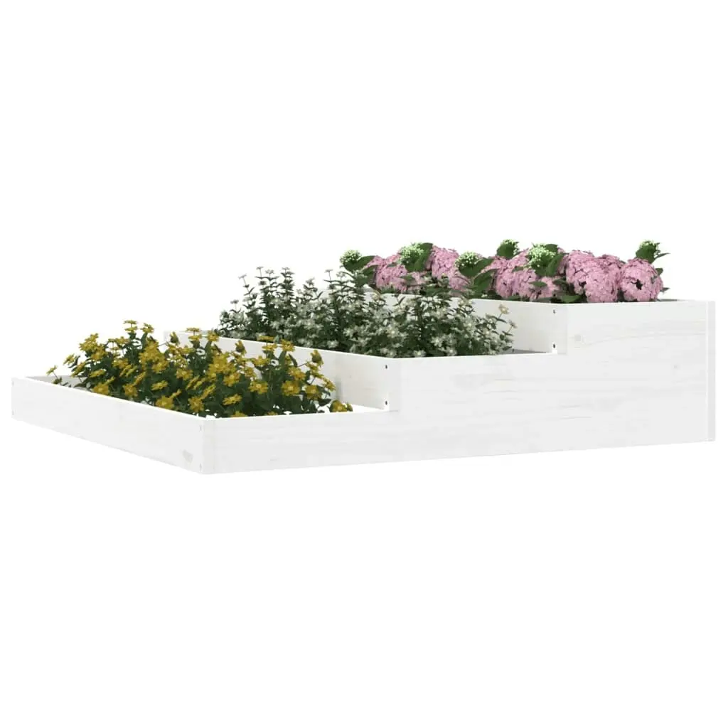 Planter White 107x107x27 cm Solid Wood Pine 823914