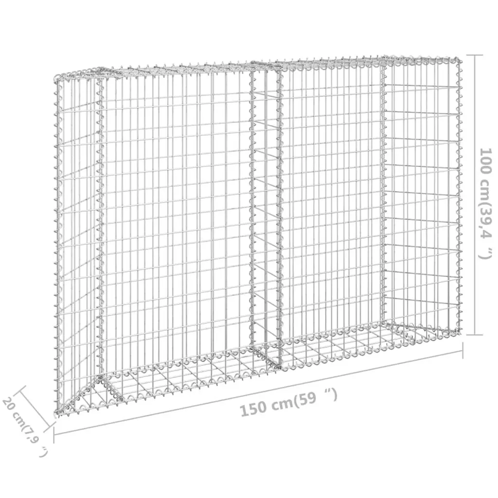 Trapezium Gabion Raised Bed Galvanised Steel 150x20x100 cm 145654