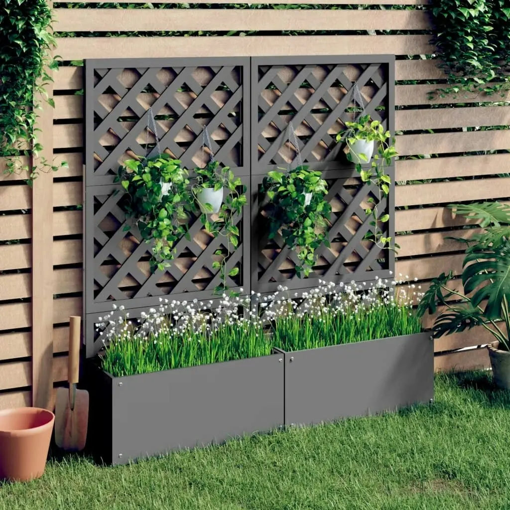 Trellis Planters 2 pcs Grey 65x33x135 cm WPC 3154899