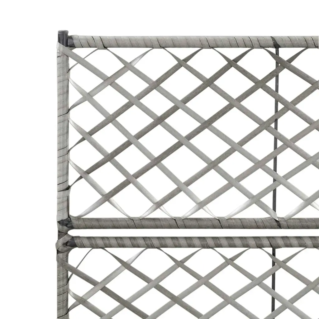 Trellis Raised Bed with 2 Pots 58x30x107 cm Poly Rattan Grey 46934