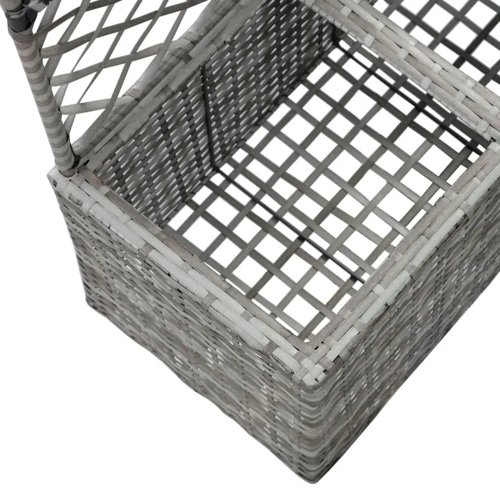 Trellis Raised Bed with 2 Pots 58x30x107 cm Poly Rattan Grey 46934