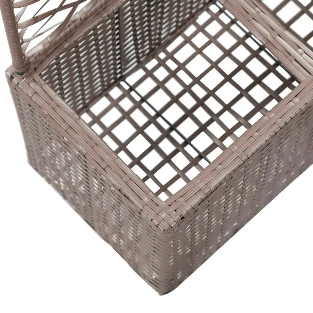 Trellis Raised Bed with 2 Pots 58x30x107 cm Poly Rattan Brown 46937