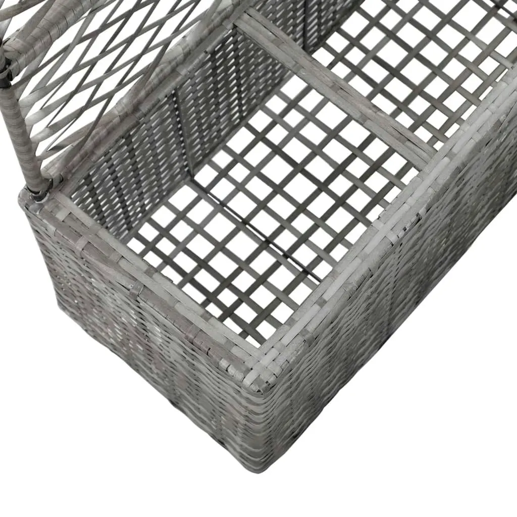 Trellis Raised Bed with 3 Pots 83x30x130 cm Poly Rattan Grey 46935