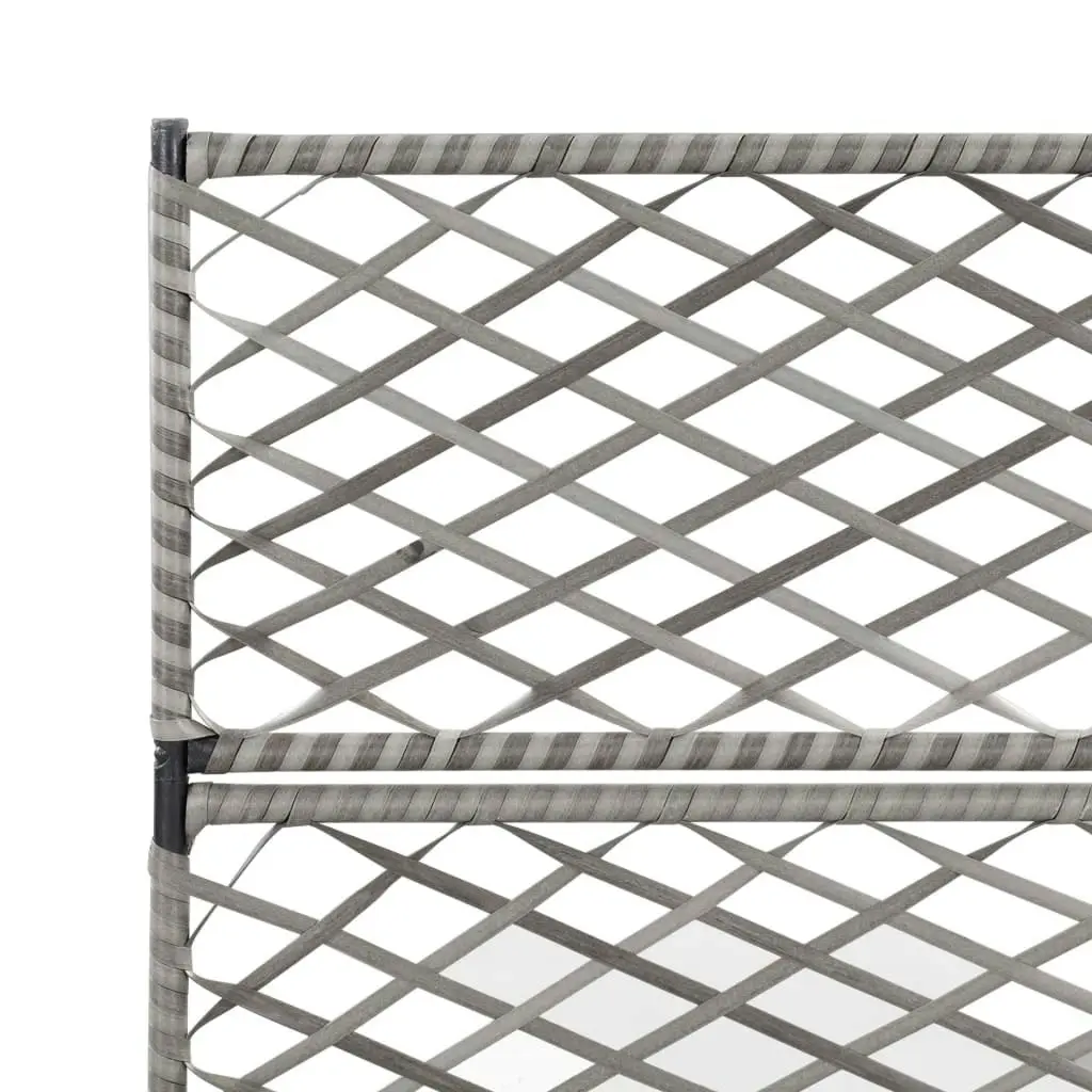 Trellis Raised Bed with 3 Pots 83x30x130 cm Poly Rattan Grey 46935