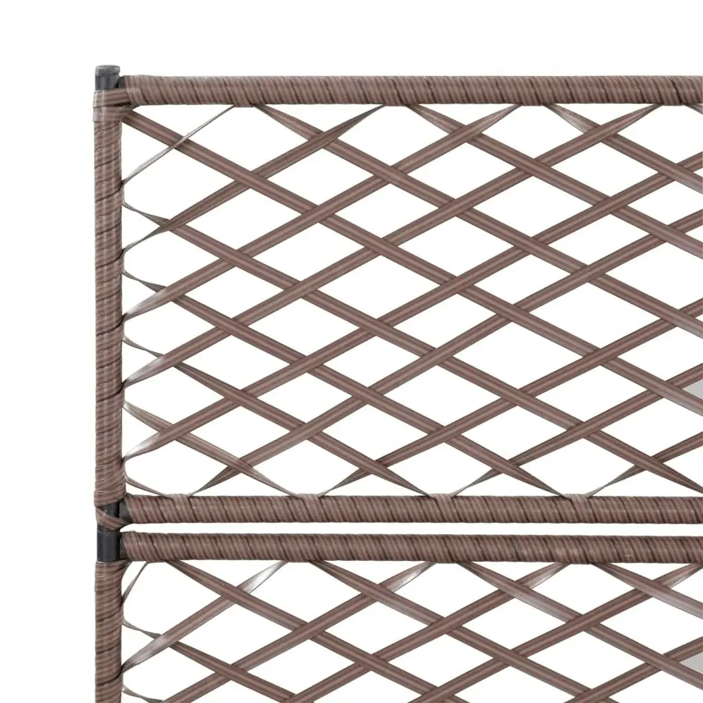 Trellis Raised Bed with 3 Pots 83x30x130 cm Poly Rattan Brown 46938