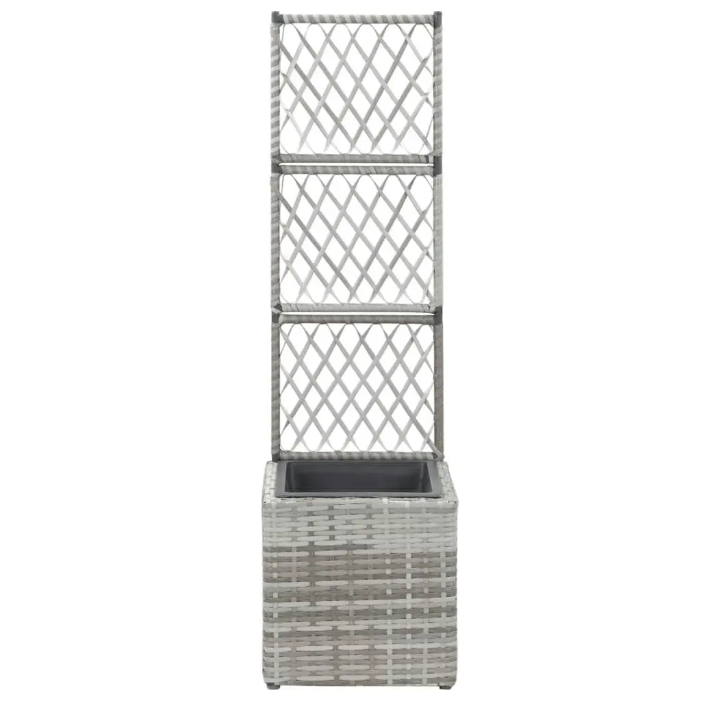 Trellis Raised Bed with 1 Pot 30x30x107 cm Poly Rattan Grey 46933