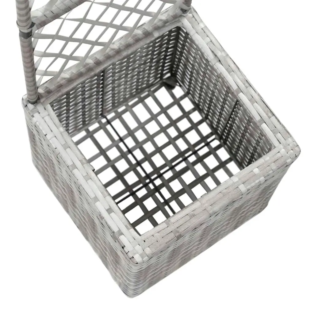 Trellis Raised Bed with 1 Pot 30x30x107 cm Poly Rattan Grey 46933