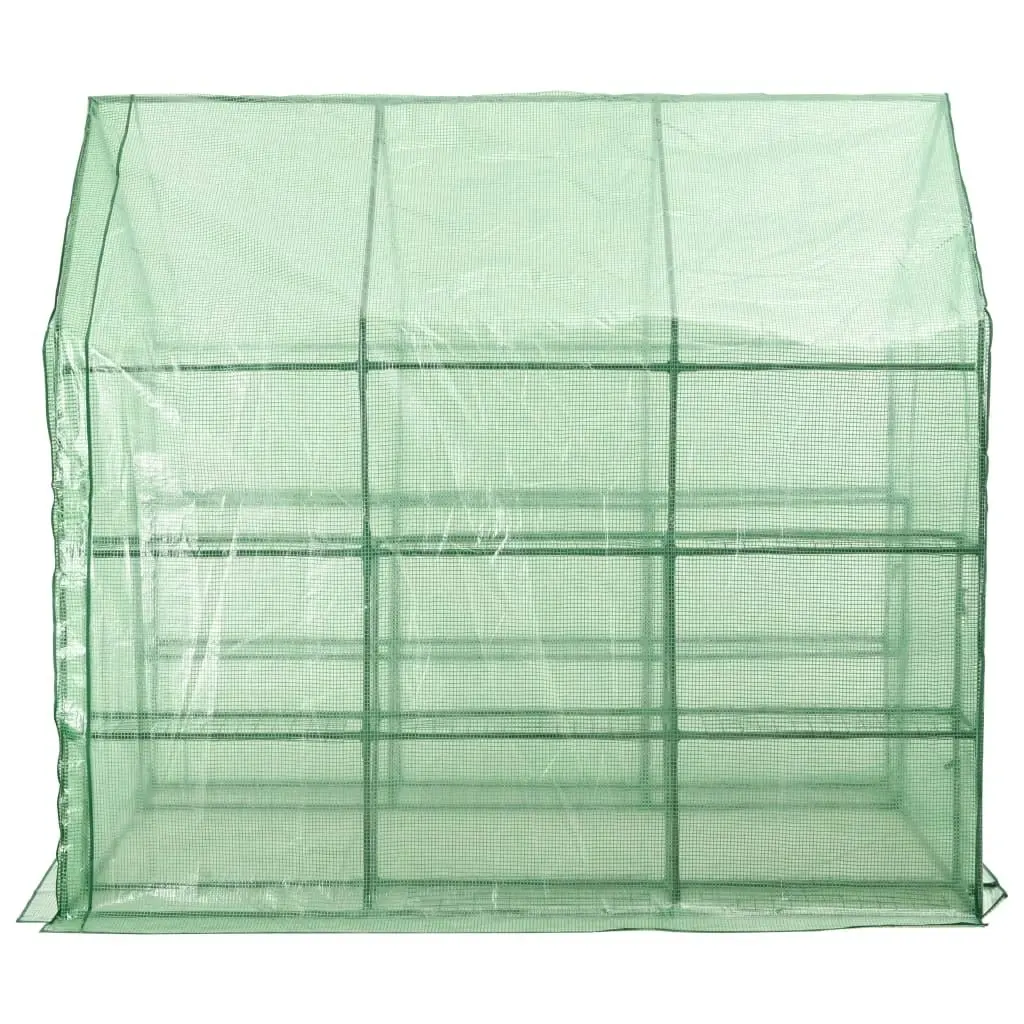 Walk-in Greenhouse with 12 Shelves Steel 143x214x196 cm 46913