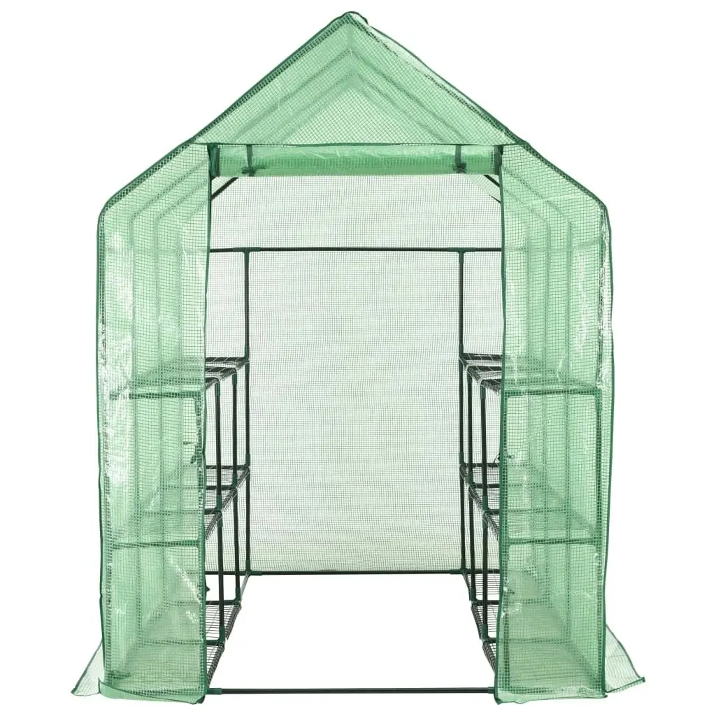 Walk-in Greenhouse with 12 Shelves Steel 143x214x196 cm 46913