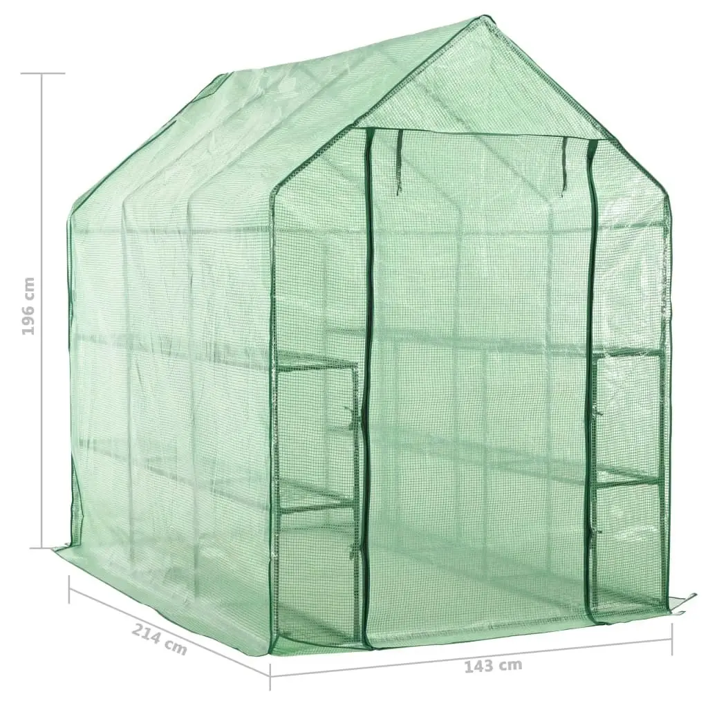 Walk-in Greenhouse with 12 Shelves Steel 143x214x196 cm 46913