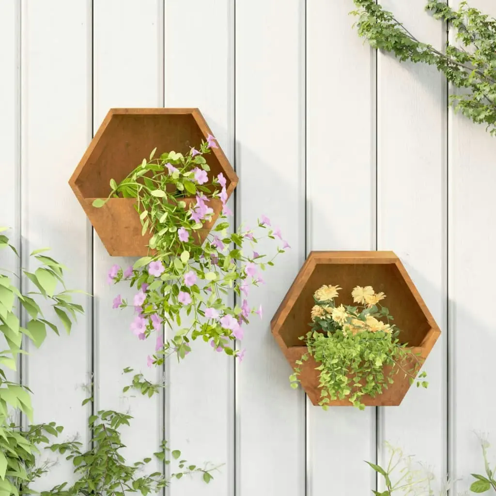 Wall Planters 2 pcs Rusty Corten Steel 30x10x25 cm 823684