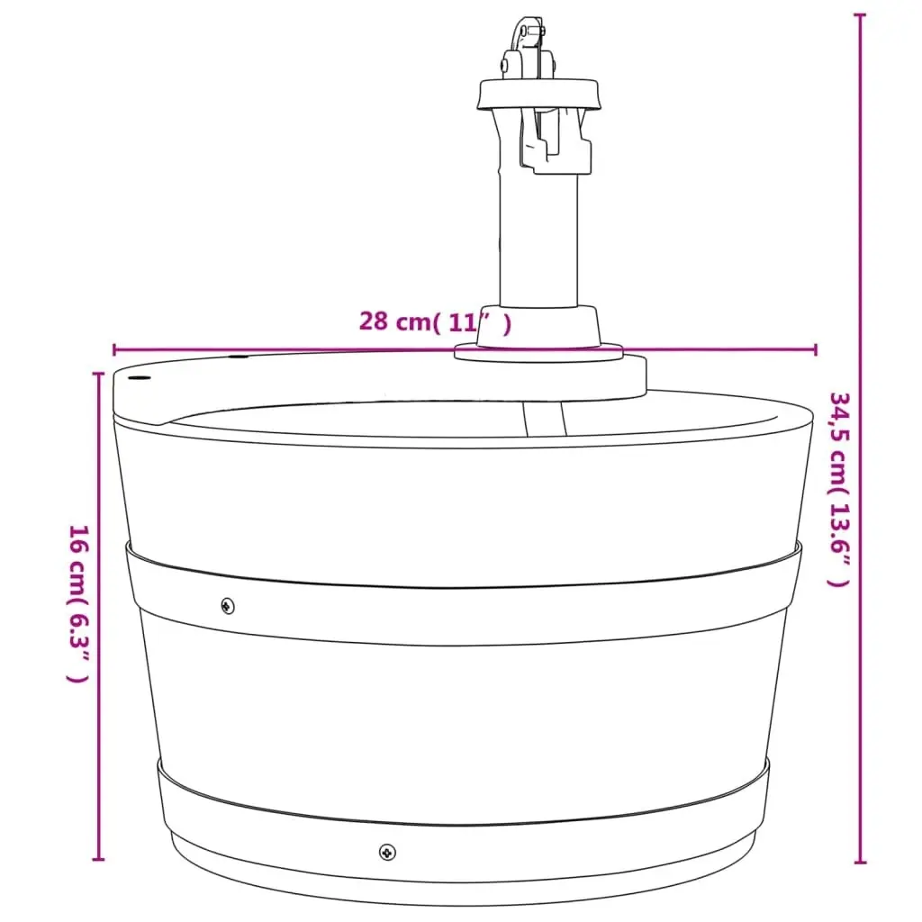 Water Fountain with Pump 28x28x34.5 cm Solid Wood Fir 364853