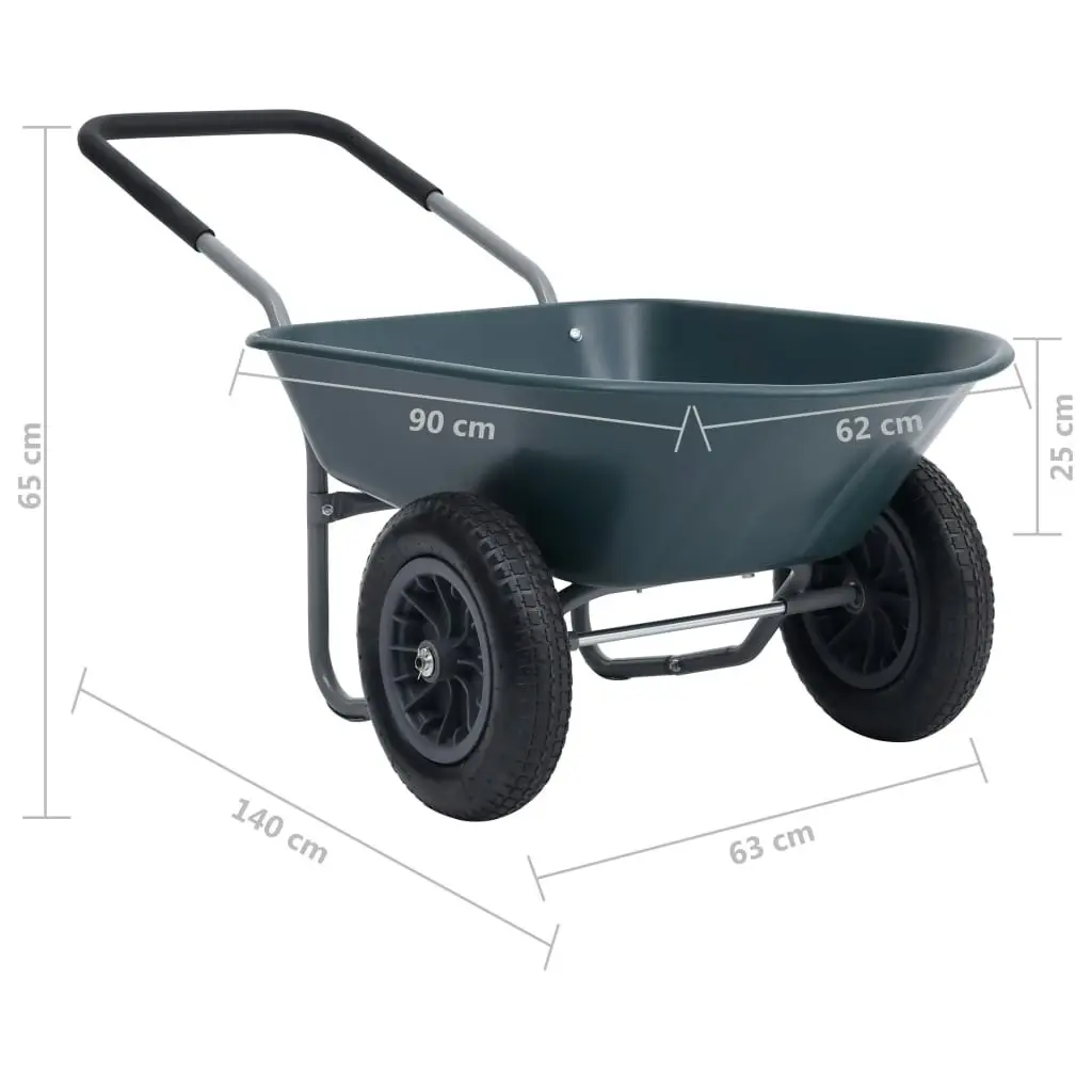 Wheelbarrow Green and Grey 140x63x65 cm 78 L 100 kg 148601