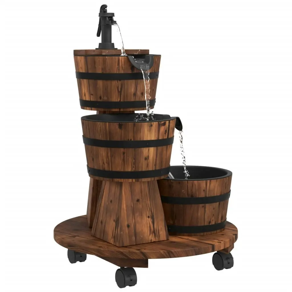 Wheeled Water Fountain with Pump 55x55x80 cm Solid Wood Fir 364855