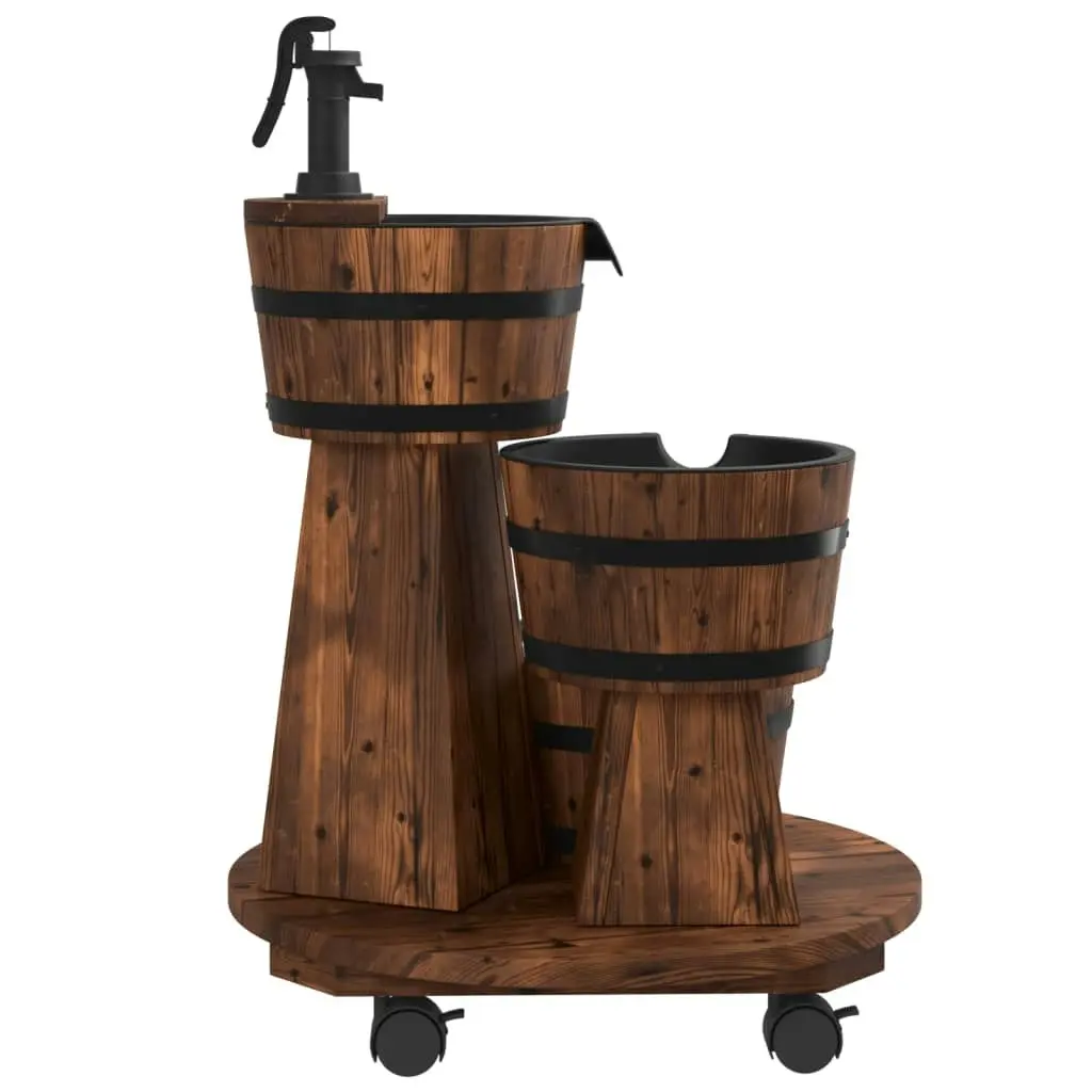 Wheeled Water Fountain with Pump 55x55x80 cm Solid Wood Fir 364855