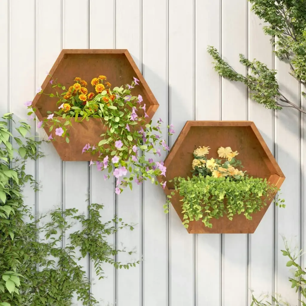 Wall Planters 2 pcs Rusty Corten Steel 46x10x40 cm 823685