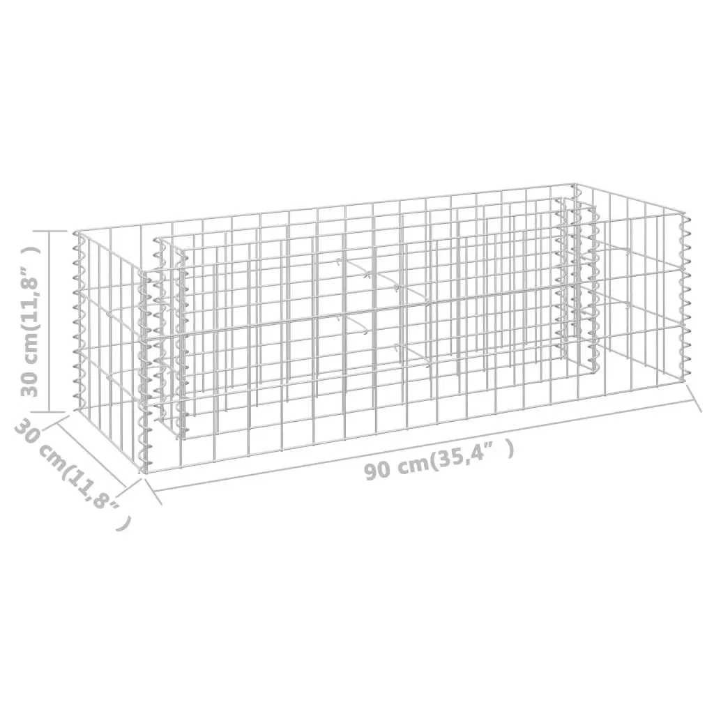 Gabion Raised Bed Galvanised Steel 90x30x30 cm 145629