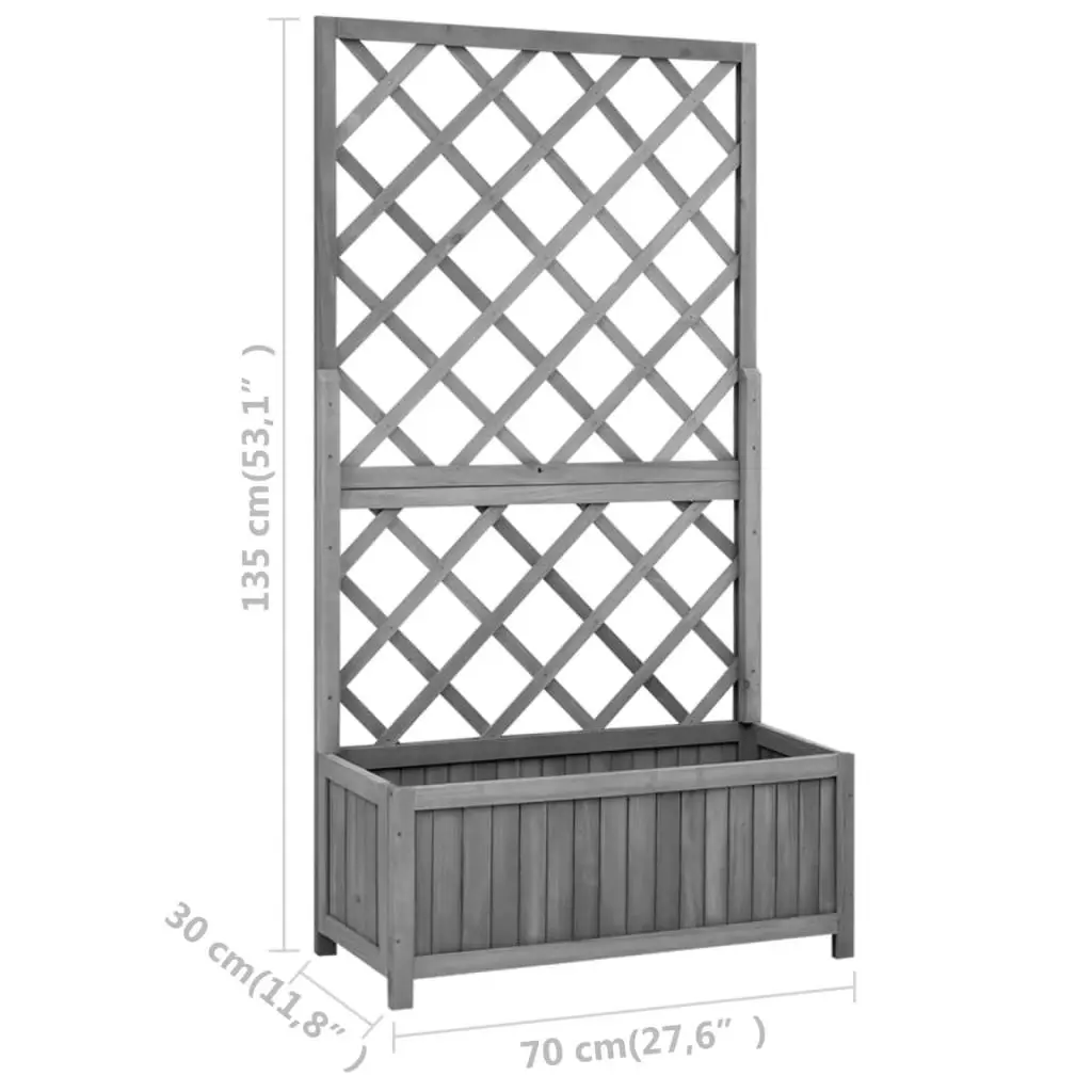 Garden Trellis Planter Black 70x30x135 cm Solid Firwood 316427