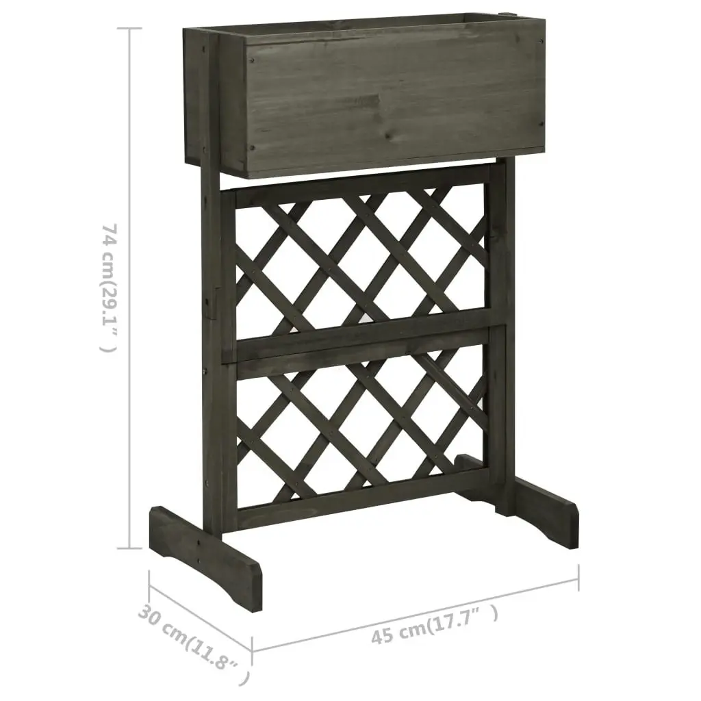 Garden Trellis Planter Grey 45x30x74 cm Solid Firwood 314839