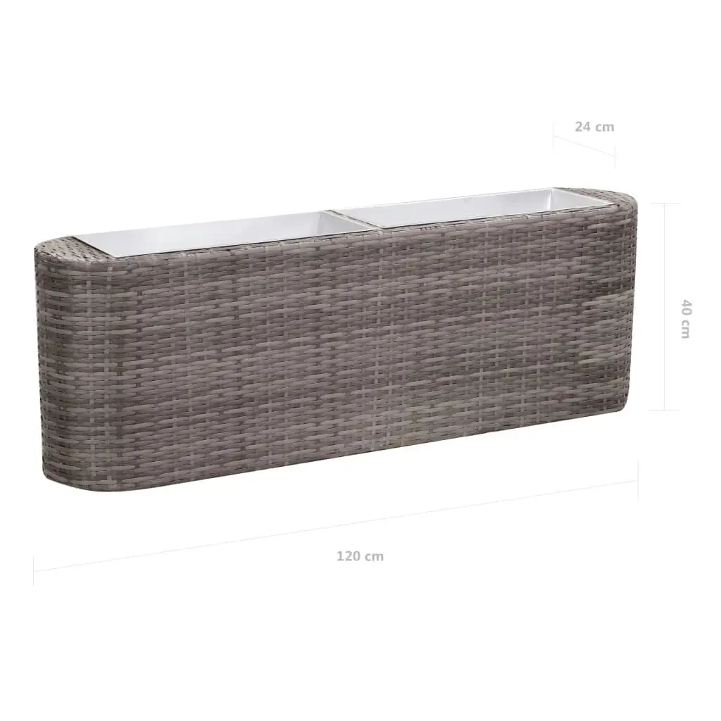 Garden Raised Bed 120x24x40 cm Poly Rattan Grey 46954