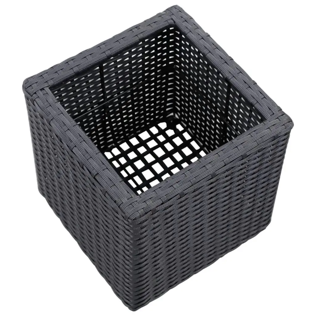 Garden Raised Beds 3 pcs Poly Rattan Black 46942