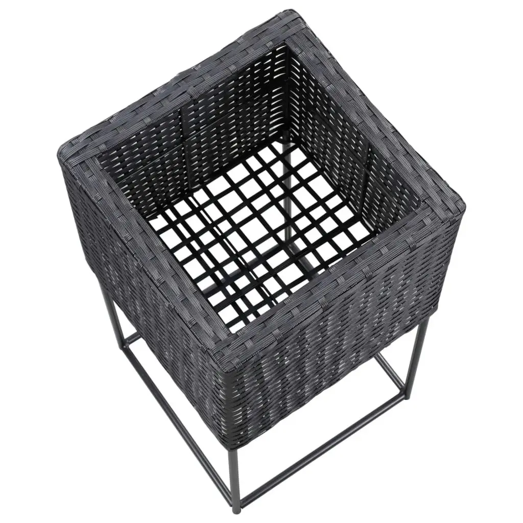 Garden Raised Beds 3 pcs Poly Rattan Black 46942