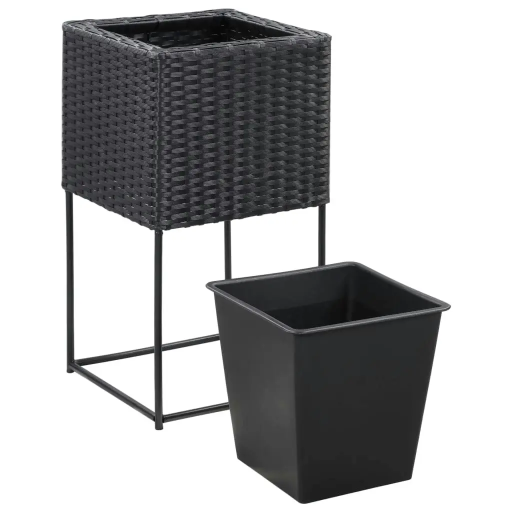 Garden Raised Beds 3 pcs Poly Rattan Black 46942