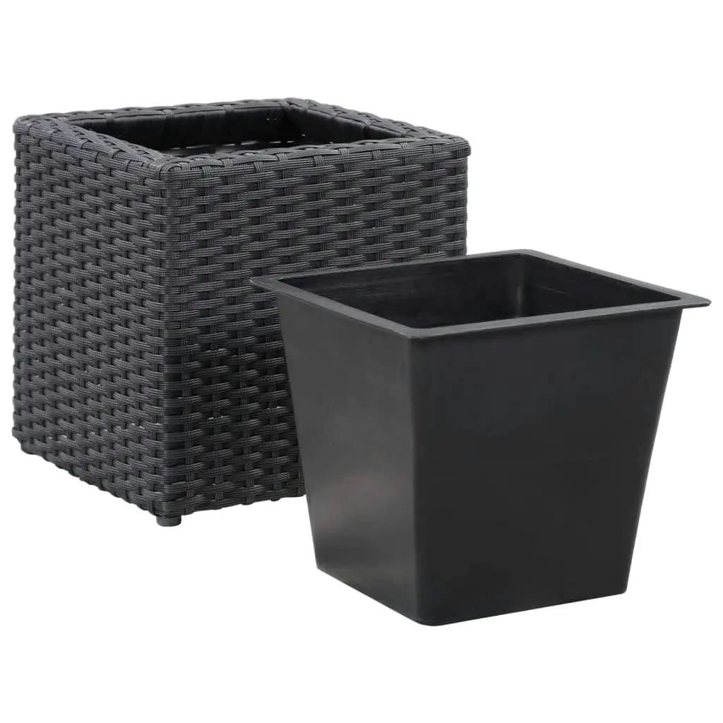 Garden Raised Beds 3 pcs Poly Rattan Black 46942